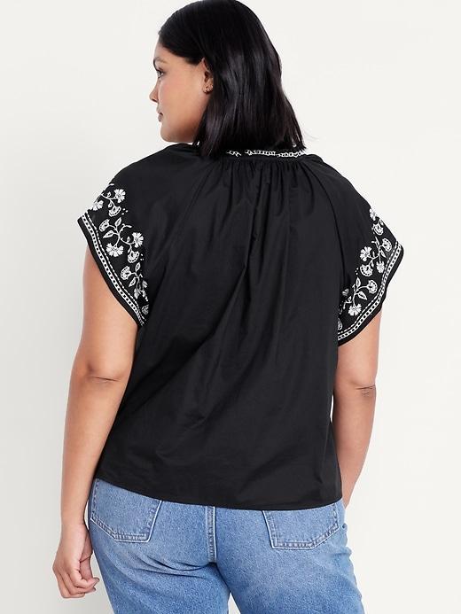 Embroidered Split-Neck Top Product Image