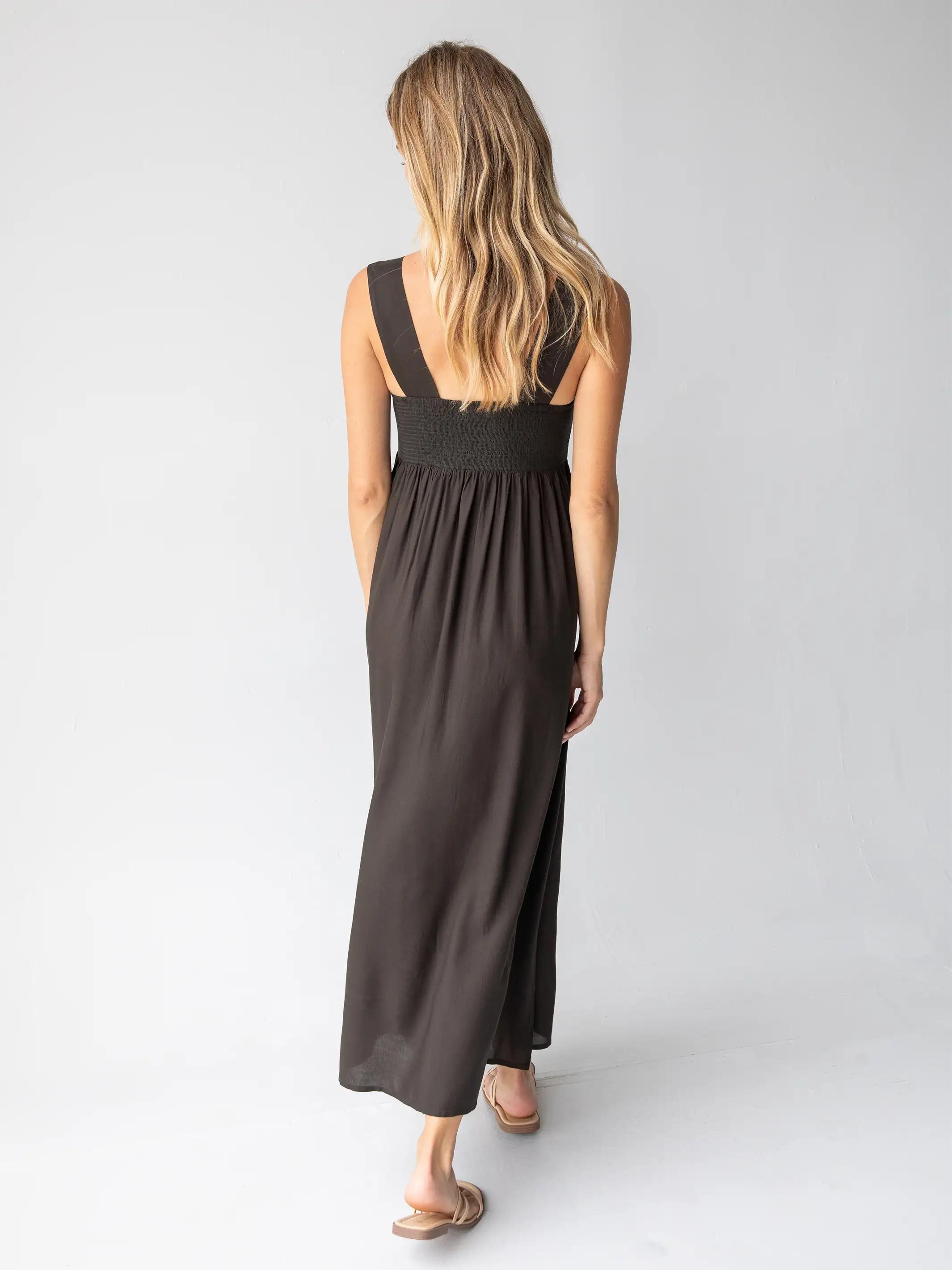 Tricia Embroidered Maxi Dress - Charcoal Product Image