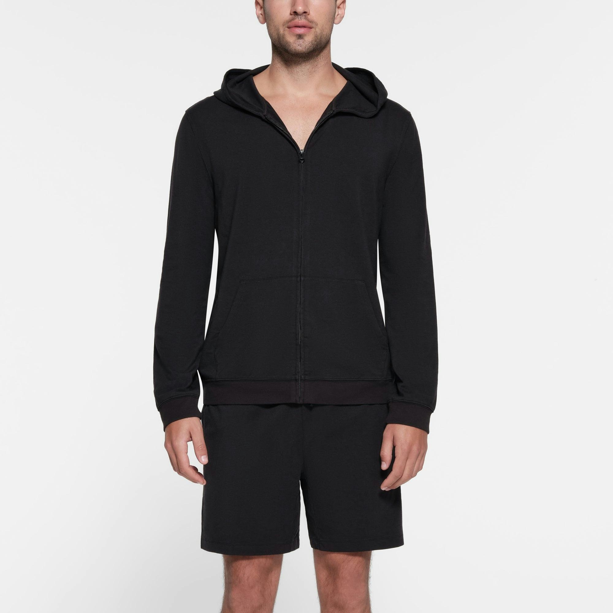 JERSEY LOUNGE MENS ZIP UP HOODIE | OBSIDIAN Product Image