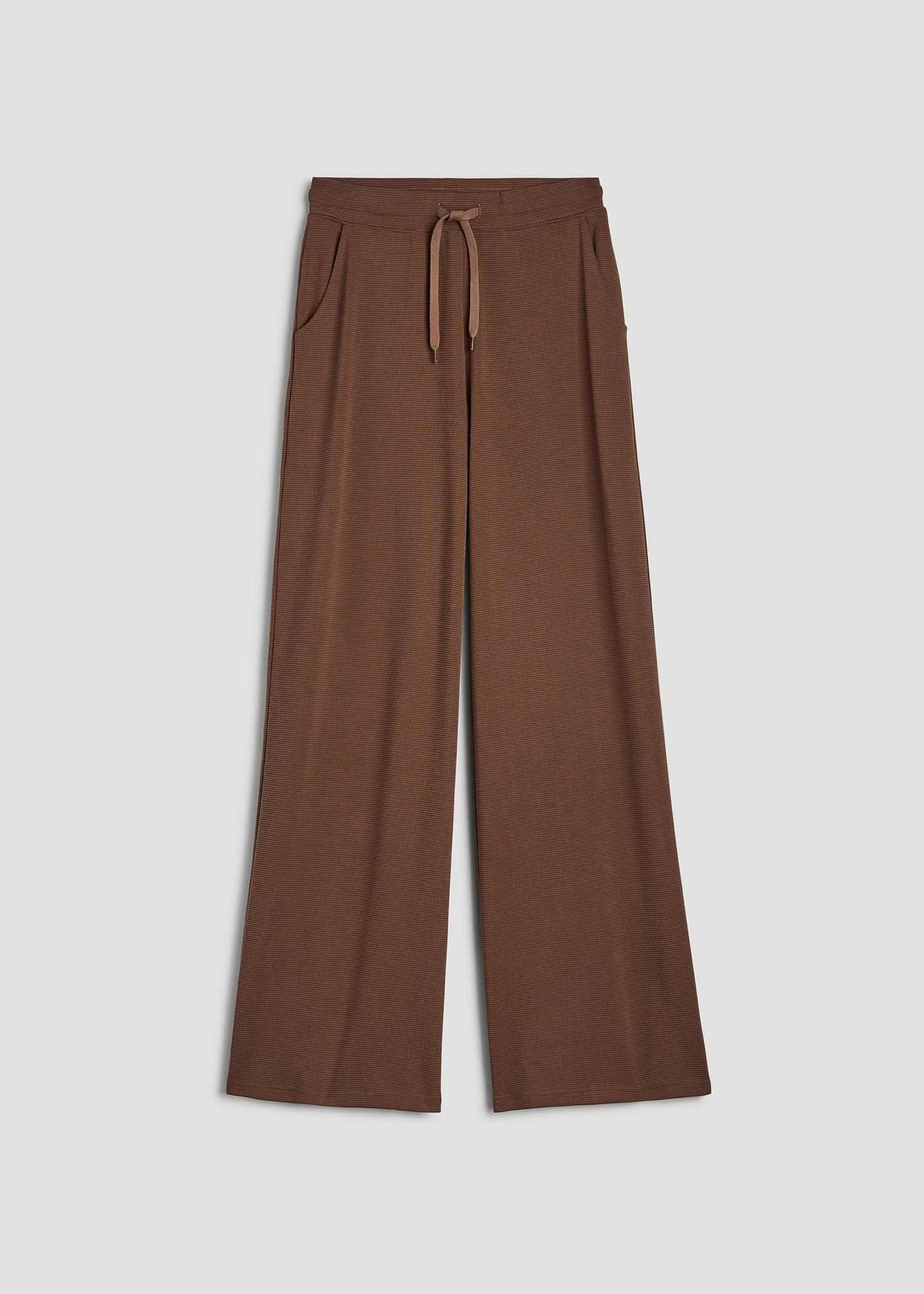 Mid-Rise Waffle Wide-Leg Pants for Tall Women in Otter Brown Product Image