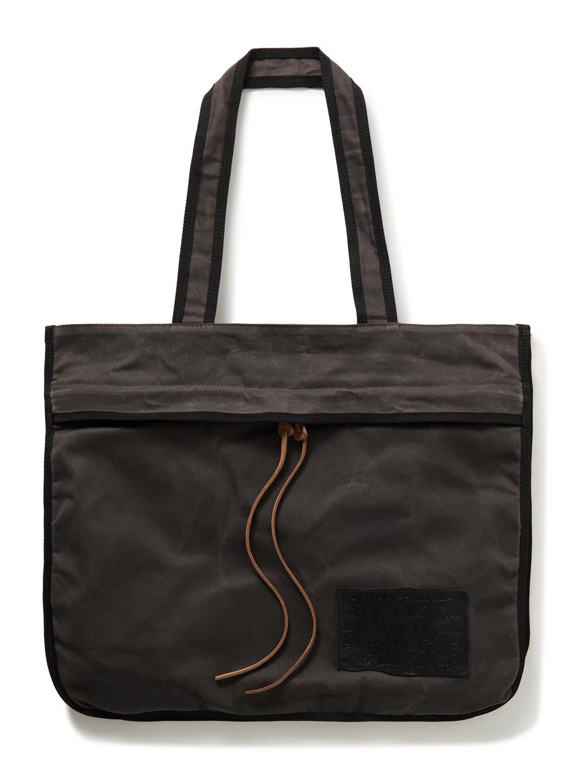 Andemer Logo-appliquéd Waxed Cotton-canvas Tote Bag In Gray Product Image