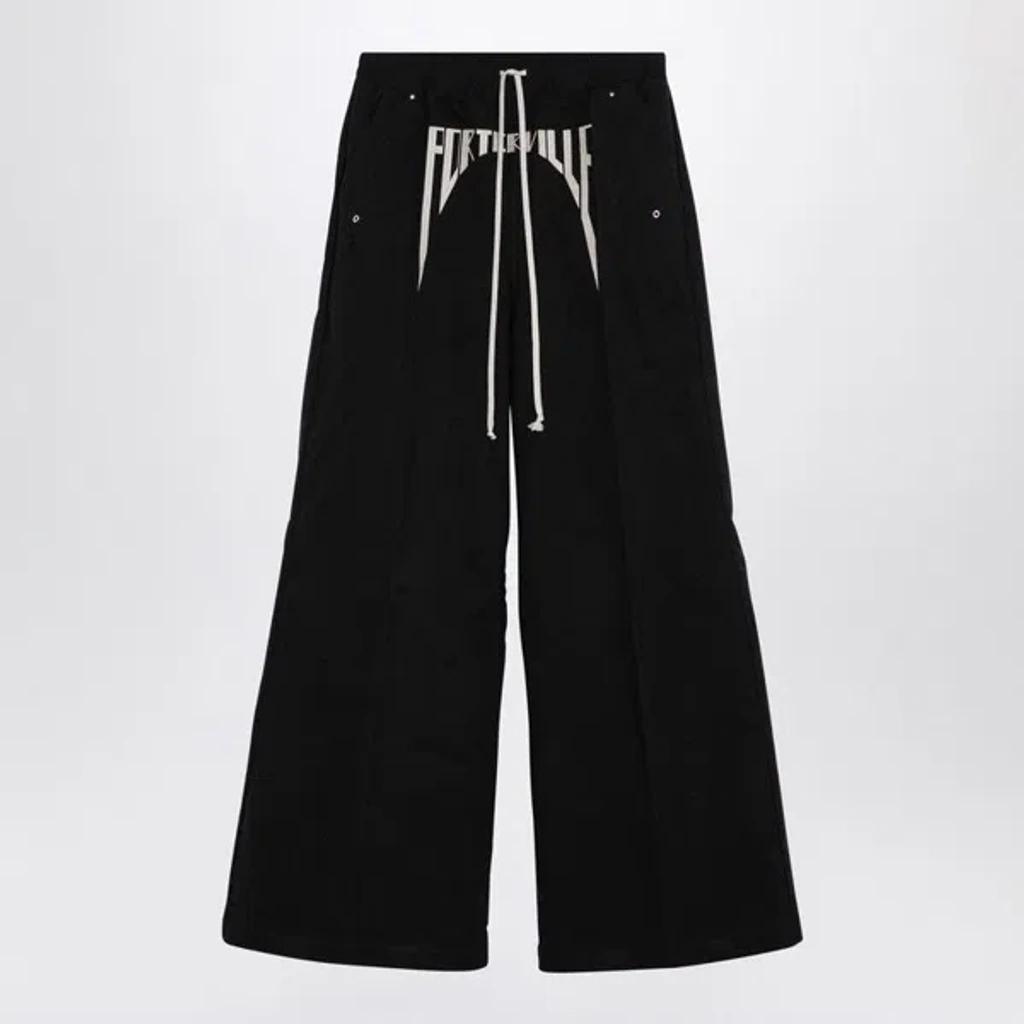 Wide Cargo Trousers With Elastic Waist In Black Product Image