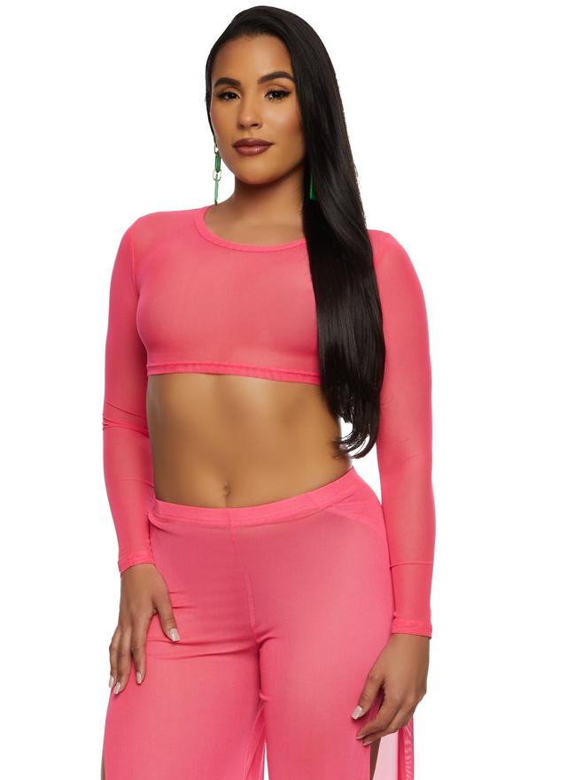 Womens Daisy Mesh Long Sleeve Crop Top Product Image