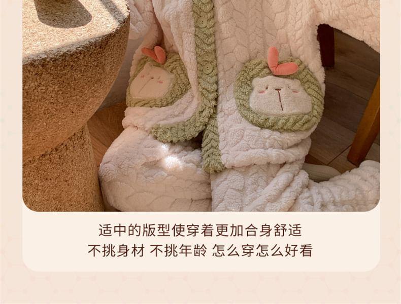 Set: V-Neck Capybara Pocket Cardigan + Pants Product Image