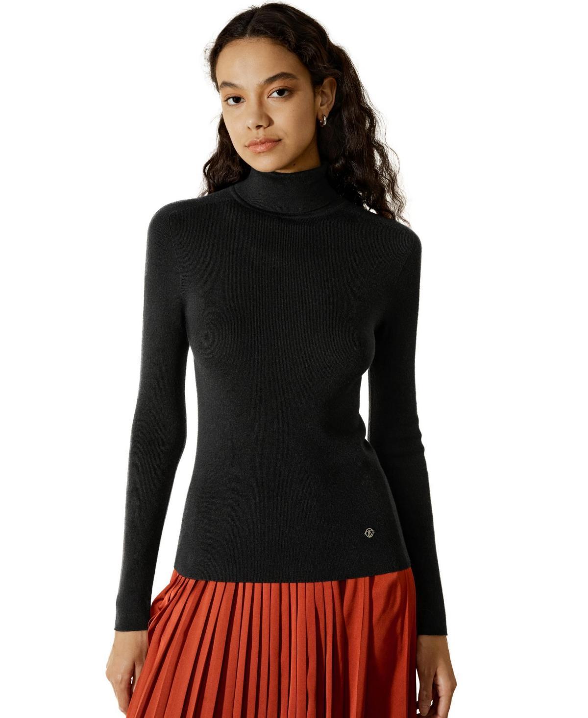 Lilysilk Womens Seamless Silk Knit Turtleneck Sweater Product Image