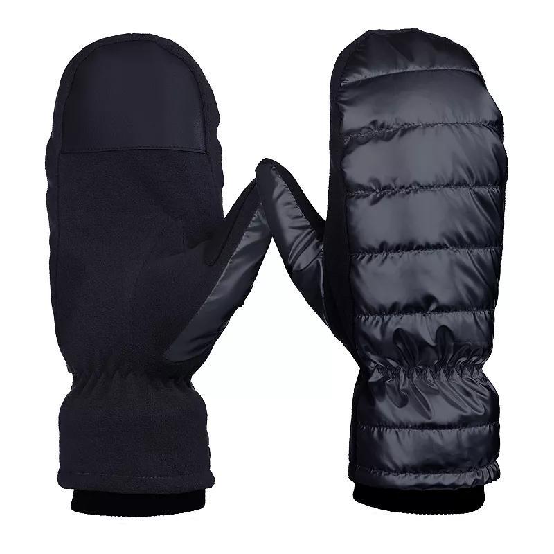 Womens isotoner Sleek Heat Pongee and Fleece Mittens Grey Ivory Product Image