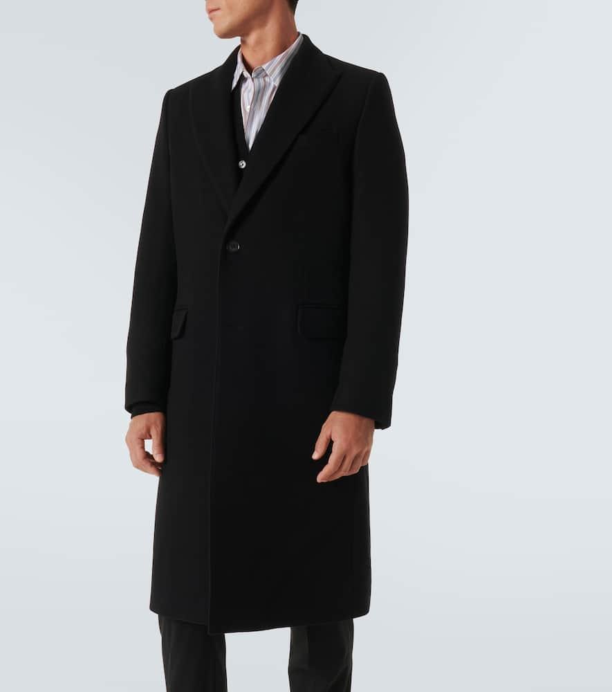 Double-breasted Wool-blend Coat In Grey Product Image