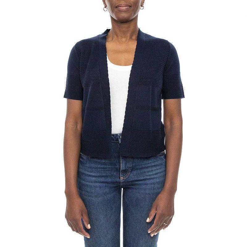 Womens Nina Leonard Stitched Cardigan Blue Product Image