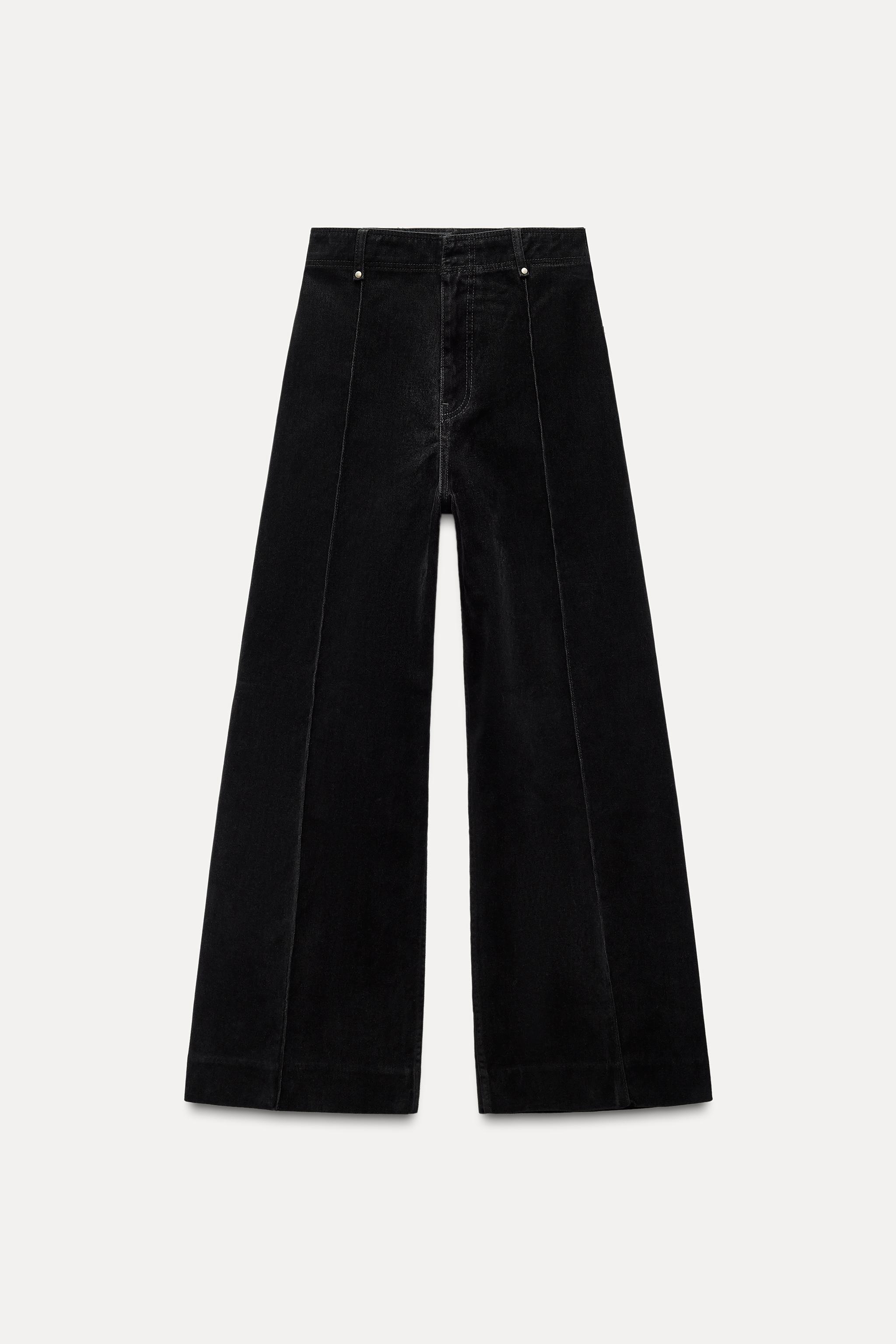 HIGH WAIST WIDE LEG FLOCKED JEANS ZW COLLECTION Product Image