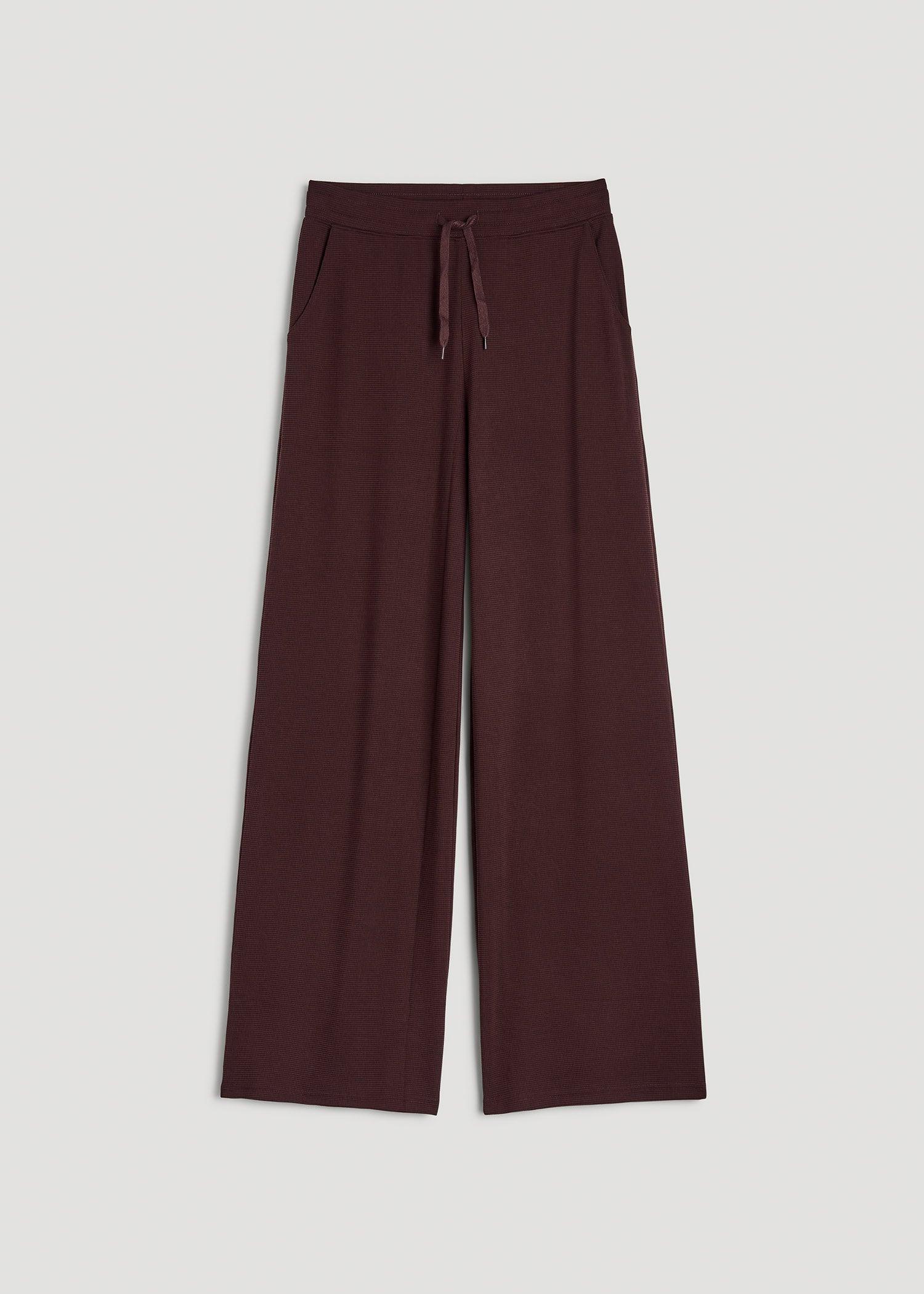 Mid Rise Waffle Wide Leg Pants for Tall Women in Oxblood Female Product Image