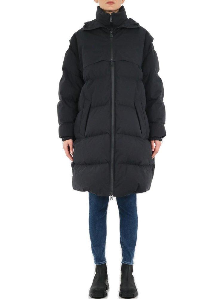 Funnel Neck Padded Coat In Black Product Image