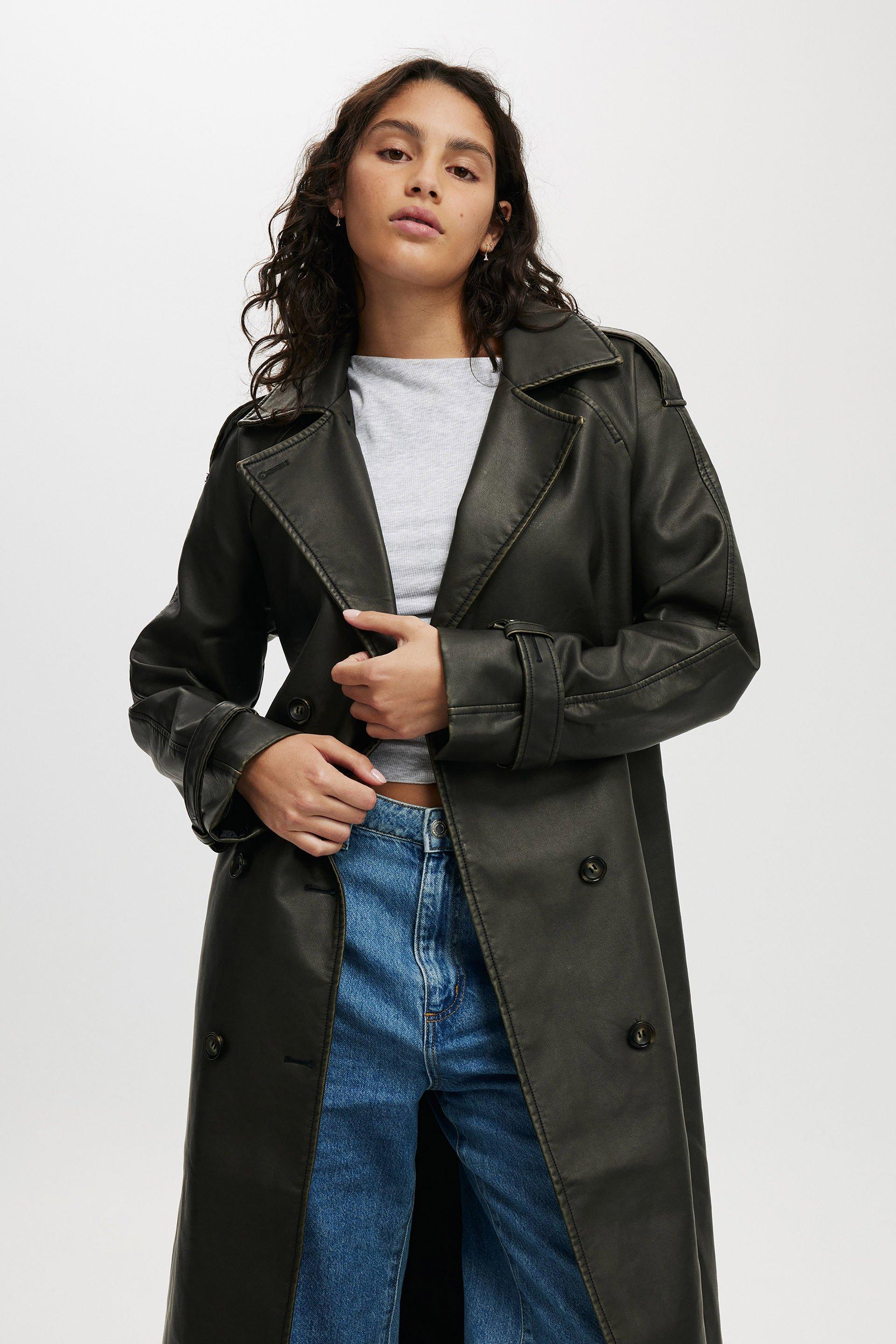 Cotton On Women - Chicago Faux Leather Trench Coat - Black Product Image