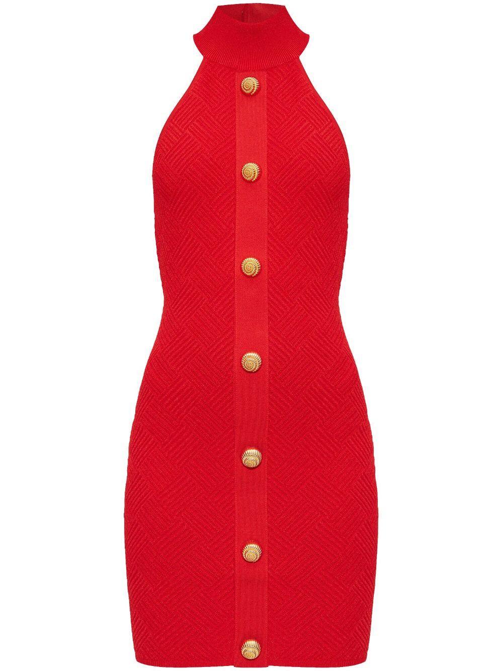 BALMAIN Red Halter Neck Minidress Product Image