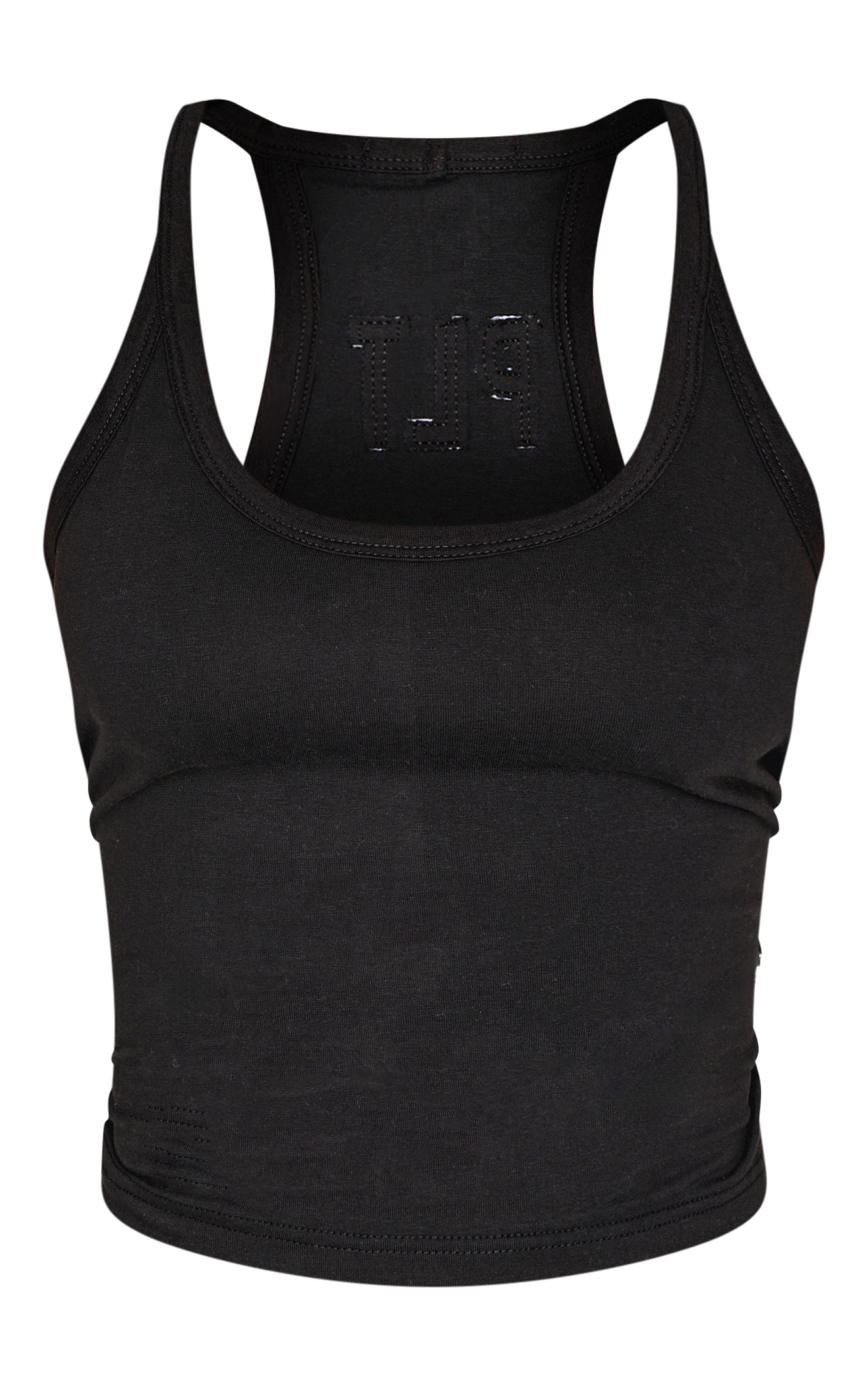 Petite Black Embroidered Longline Tank Top Product Image