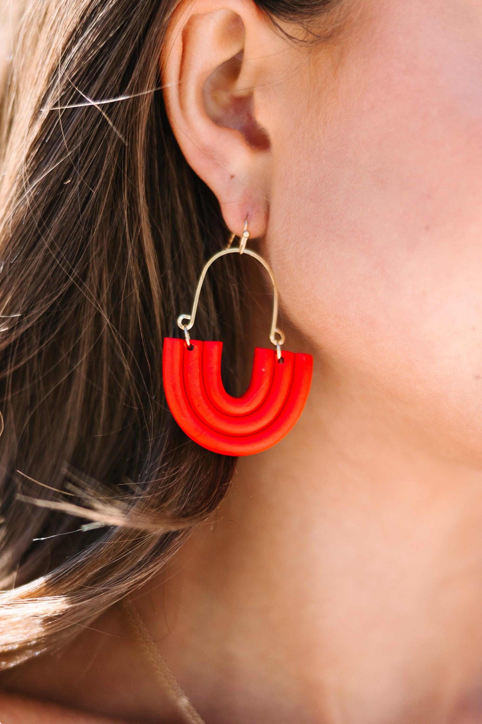 It's Your Turn Coral Red Earrings Female Product Image