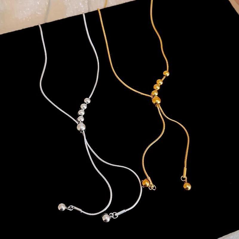 Plain Beaded Lariat Necklace Product Image