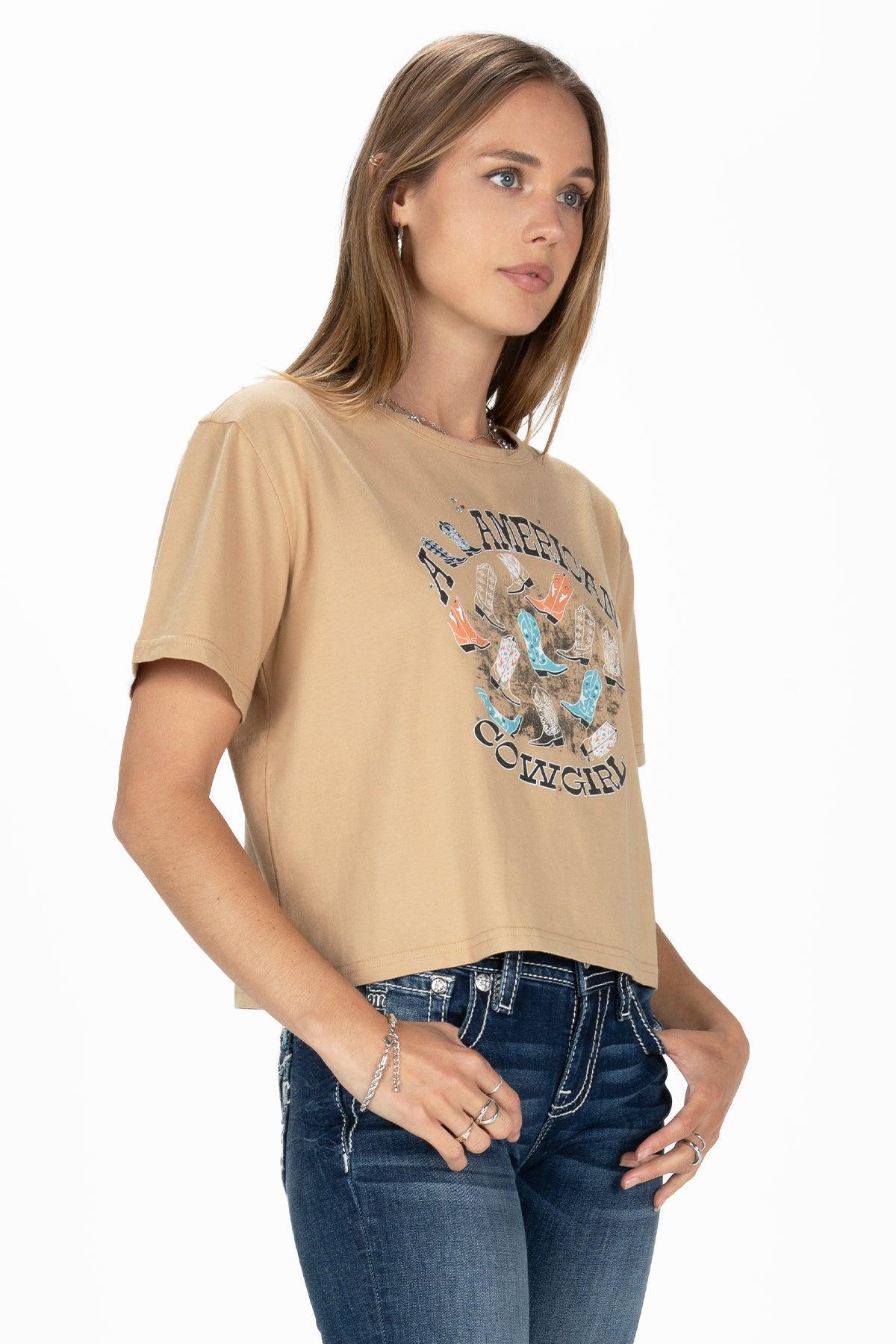 "ALL AMERICAN COWGIRL" Cropped Tee Product Image