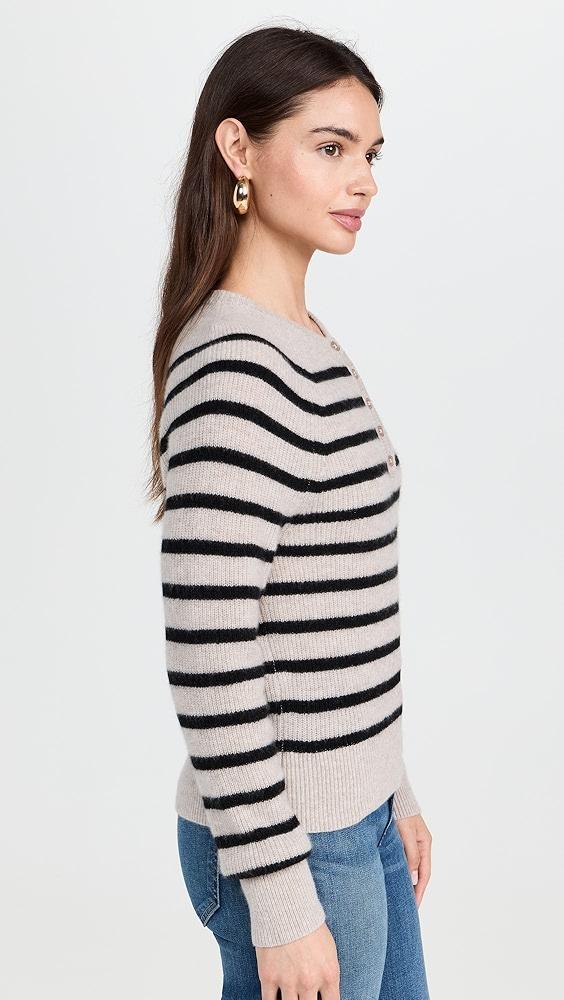 White + Warren Cashmere Ribbed Button Henley | Shopbop Product Image