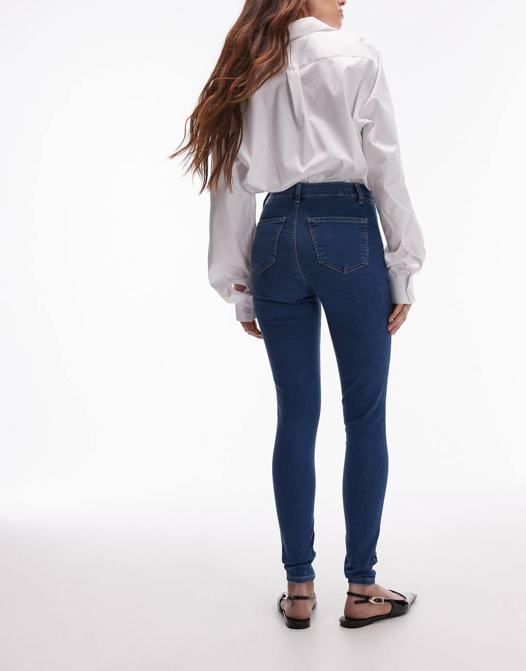 Topshop high rise Joni jeans in mid blue  Product Image