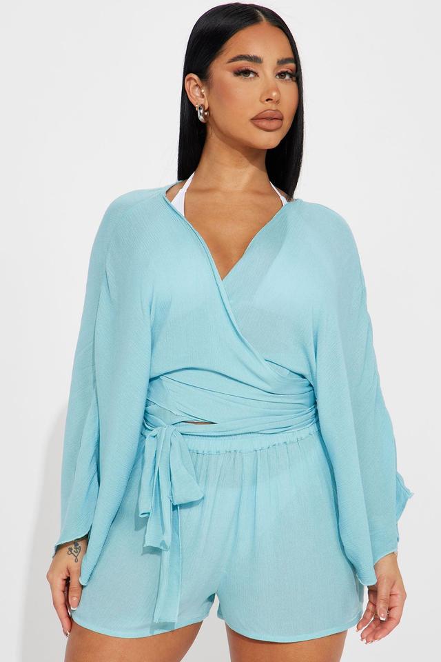 Breezy Nights Linen 2 Piece Cover Up - Blue Product Image