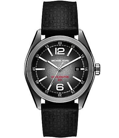 Michael Kors Mens Accelerator 2.0 Three-Hand Date Black Nylon and Silicone Strap Watch Product Image