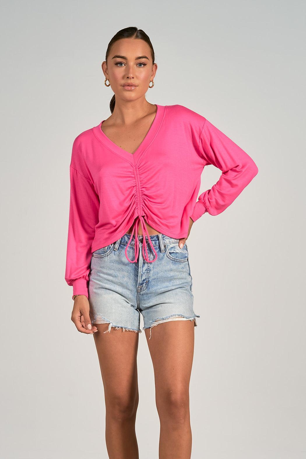 L/S V NECK CINCH TOP Female Product Image