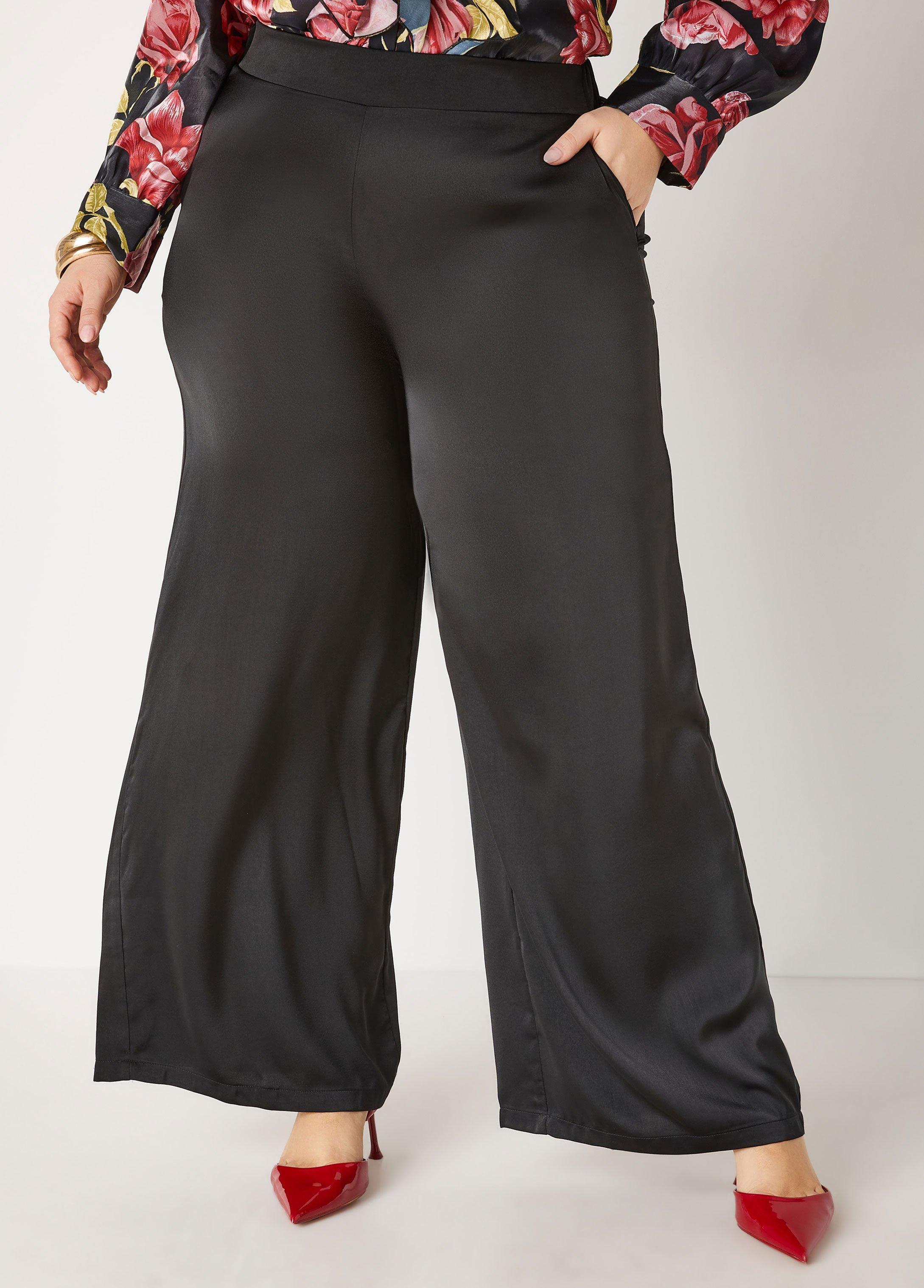 Satin High Rise Wide Leg Pants Product Image