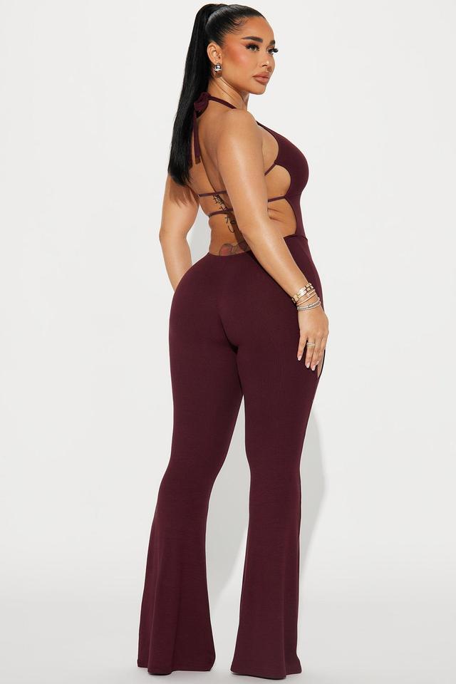 Same Heart Ribbed Jumpsuit  - Wine Product Image