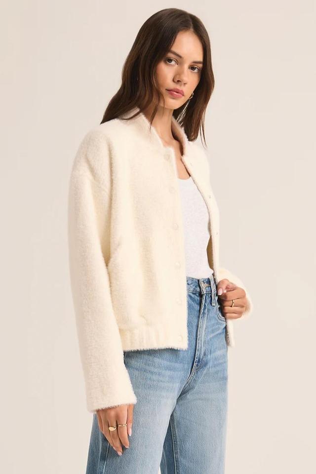 Lex Sweater Knit Bomber Jacket - Sea Salt Product Image