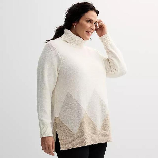 Plus Size Croft & Barrow Turtleneck Tunic Sweater, Womens Product Image