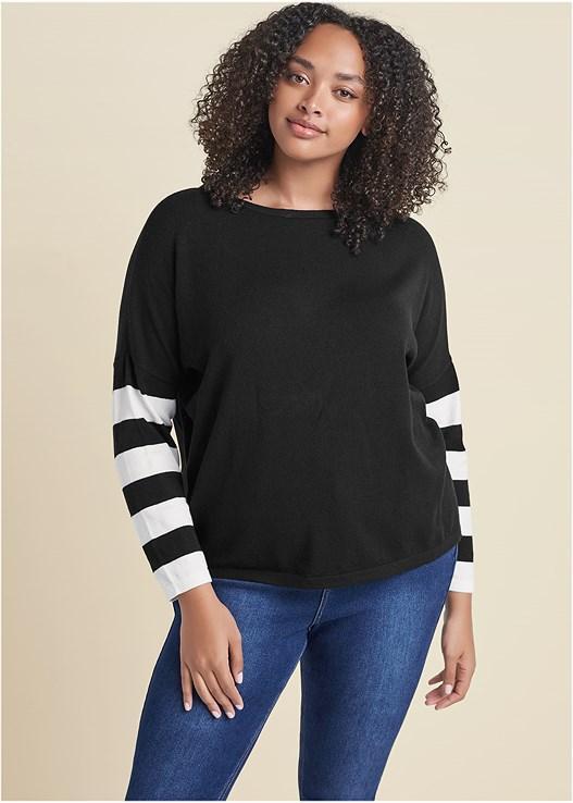 Stripe Sleeve Sweater Product Image