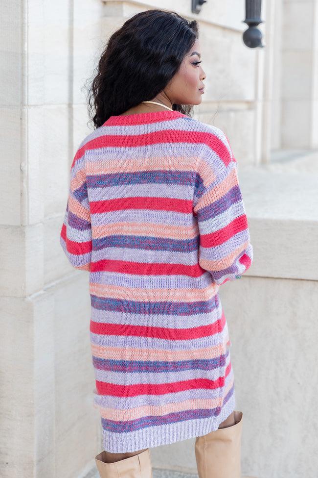 Wait Here Multi Color Striped Sweater Dress Product Image