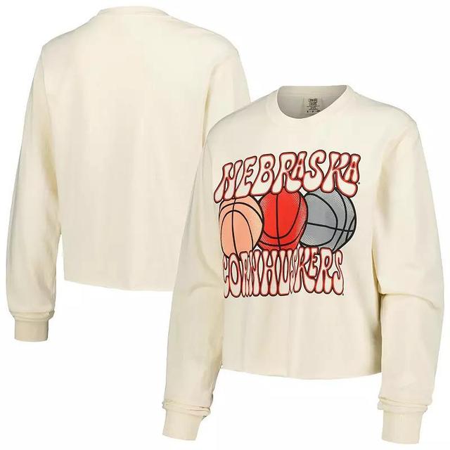 Womens Natural Nebraska Huskers Comfort Colors Basketball Cropped Long Sleeve T-Shirt Product Image