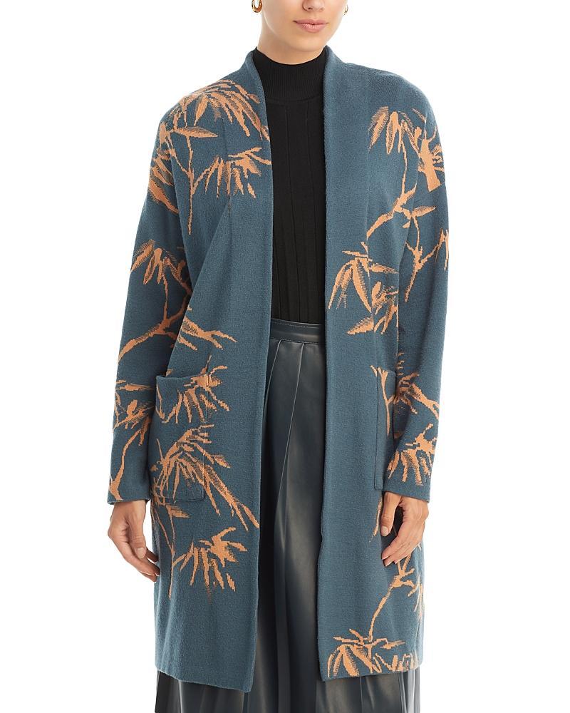 Misook Botanical Jacquard Open Front Longline Jacket Product Image