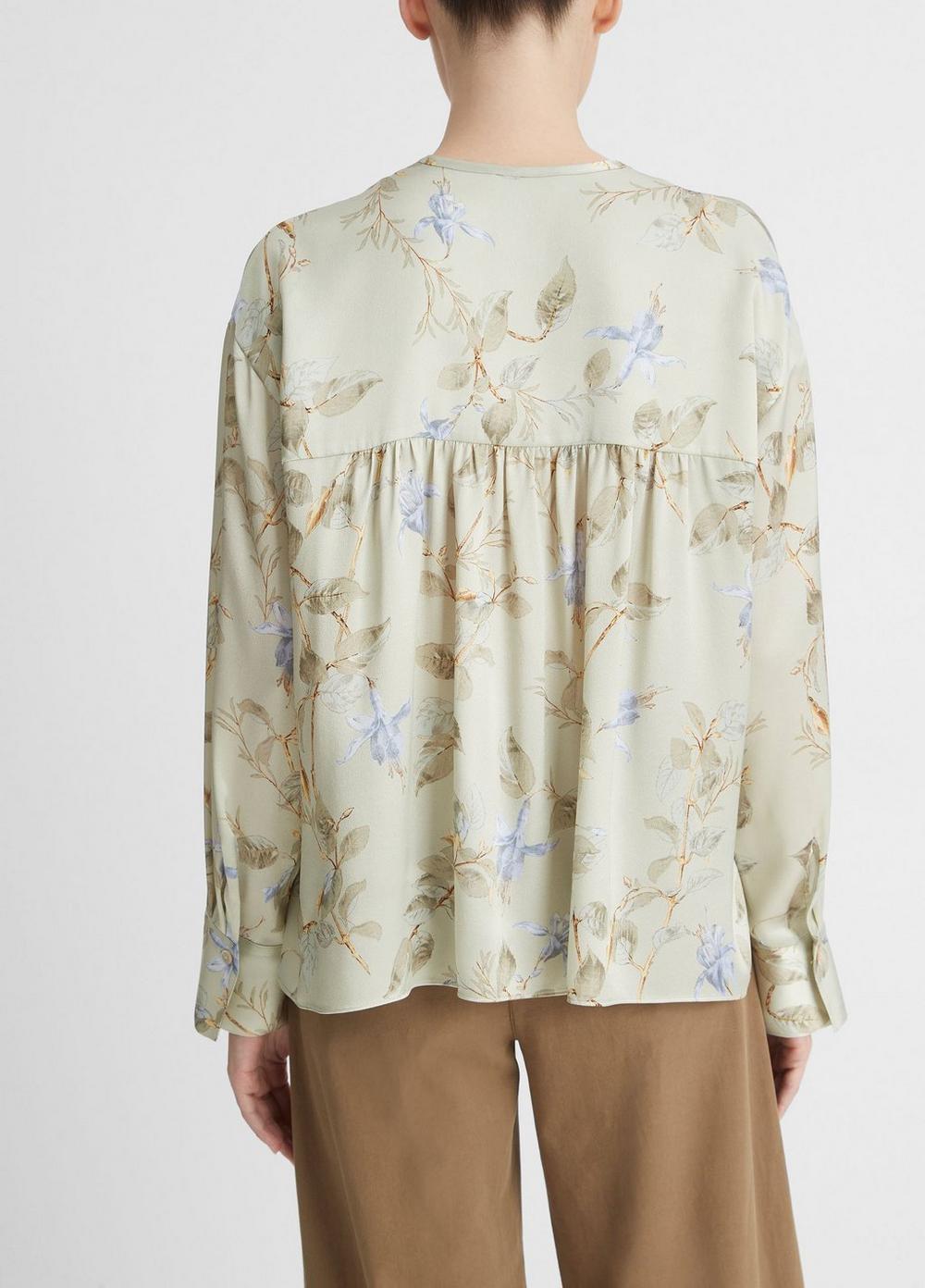 Bellflower Silk Draped Tie-Neck Blouse Product Image