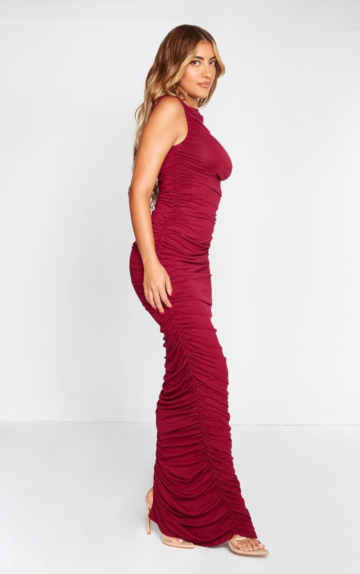 Cherry Red Super Soft Touch Ruched Bodycon Maxi Dress Product Image