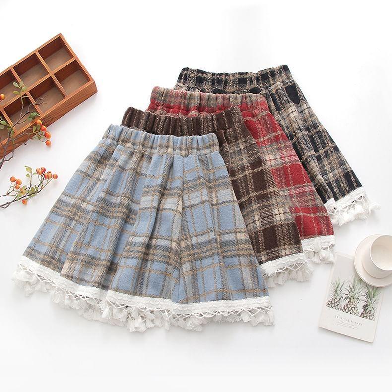 High Waist Plaid Mini A-Line Skirt Product Image