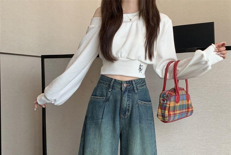 High Rise Washed Wide Leg Jeans Product Image