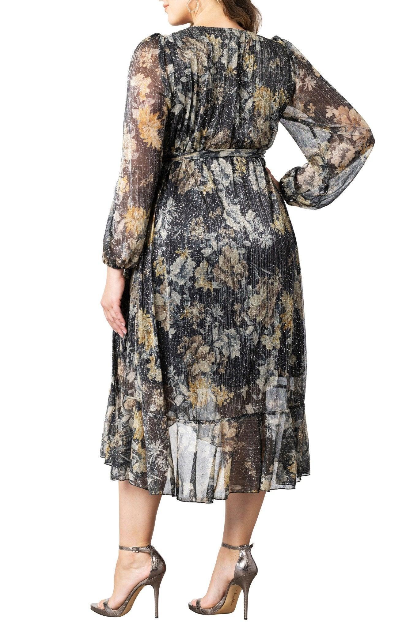 Clara Sparkling Long Sleeve Wrap Dress - Plus Product Image