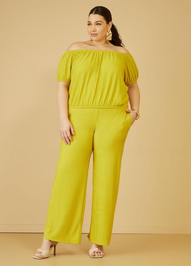 Plus Size Textured Straight Leg Pants Ashley Stewart Product Image