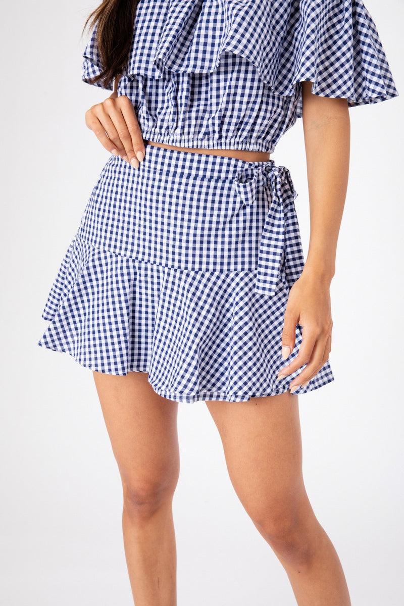 Navy Check Agnes Skirt Product Image