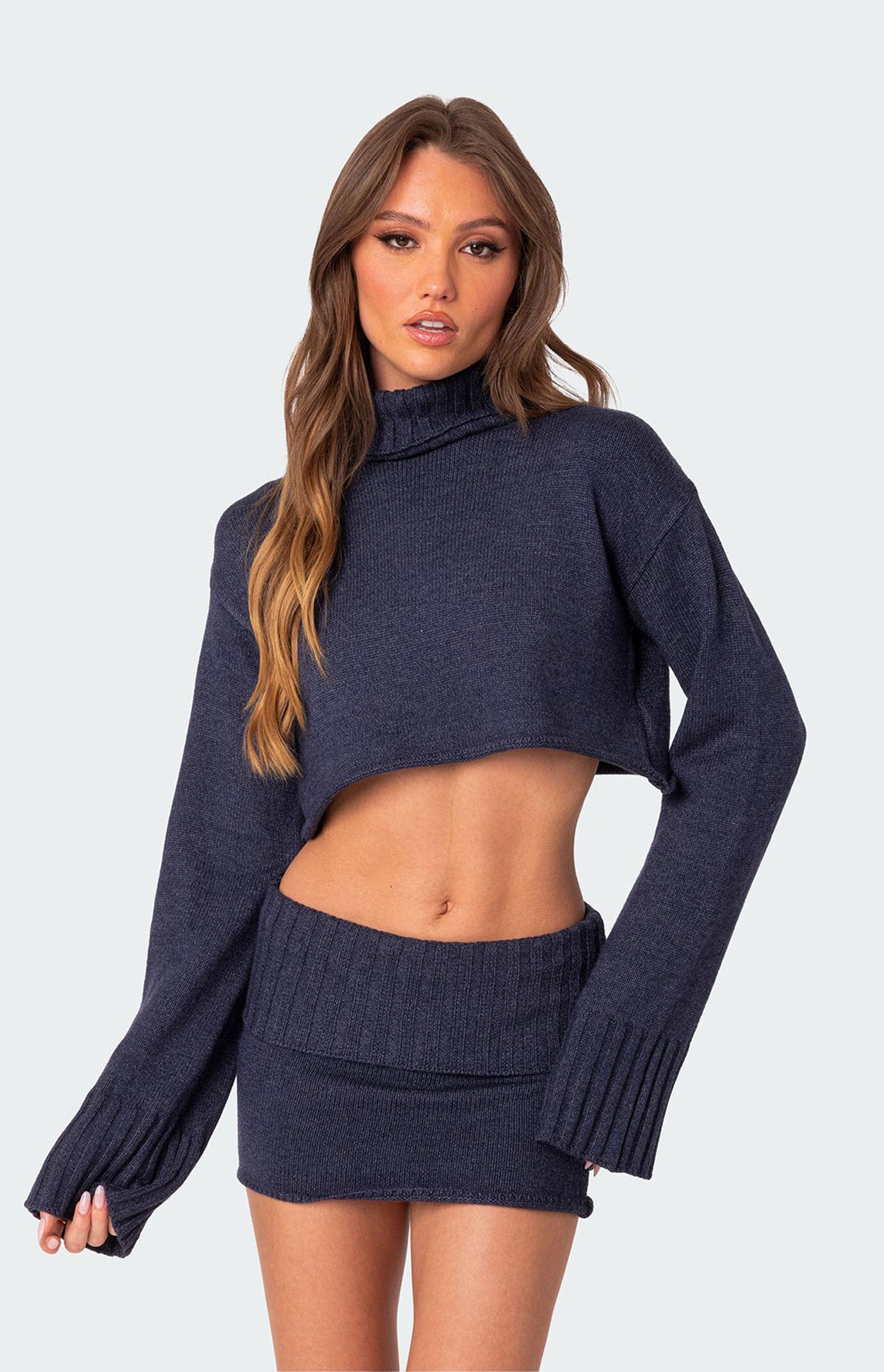 Edikted Women's Gino Cropped Turtle Neck Sweater Product Image