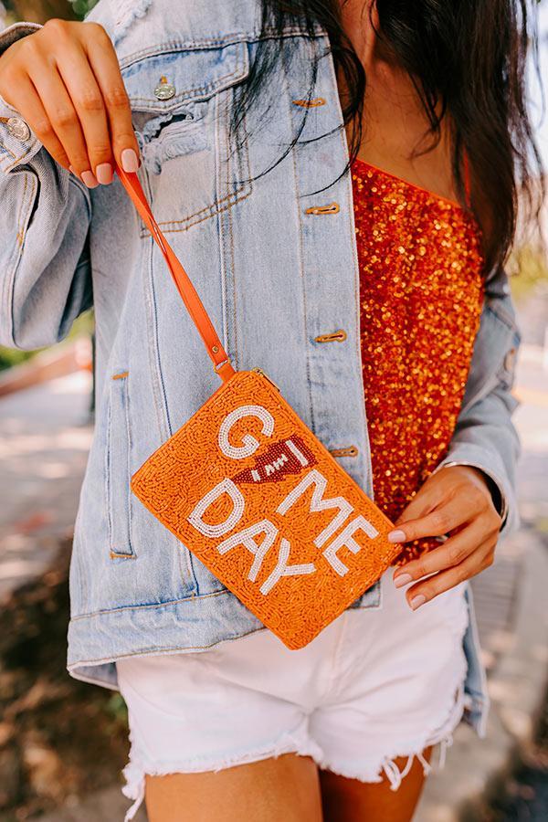 Game Day Beaded Clutch In Orange Product Image