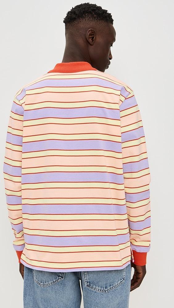 JW Anderson Striped Contrast Trim Long Sleeve Polo Top | Shopbop Product Image