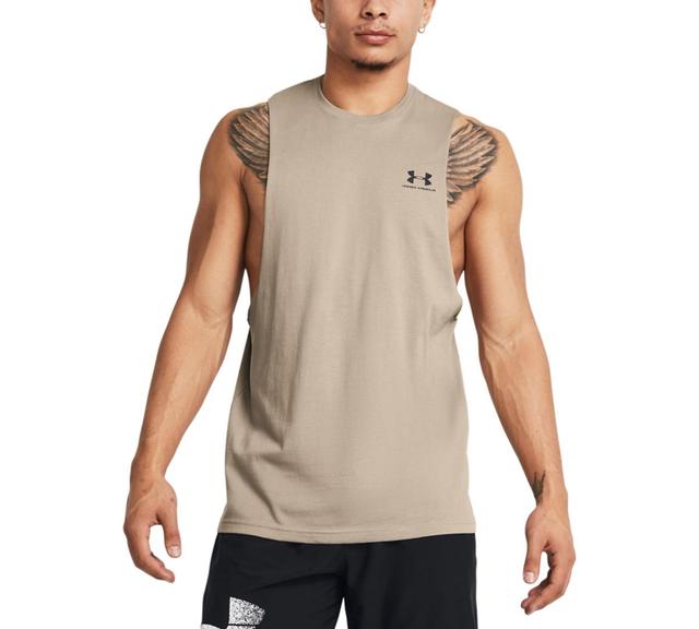 Under Armour Mens Sportstyle Left Chest Cut-off Sleeveless Top Gray Light, Small - Mens Athletic Performance Tops at Academy Sports Product Image