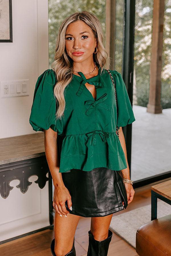 Meant For Martinis Peplum Top in Hunter Green Product Image