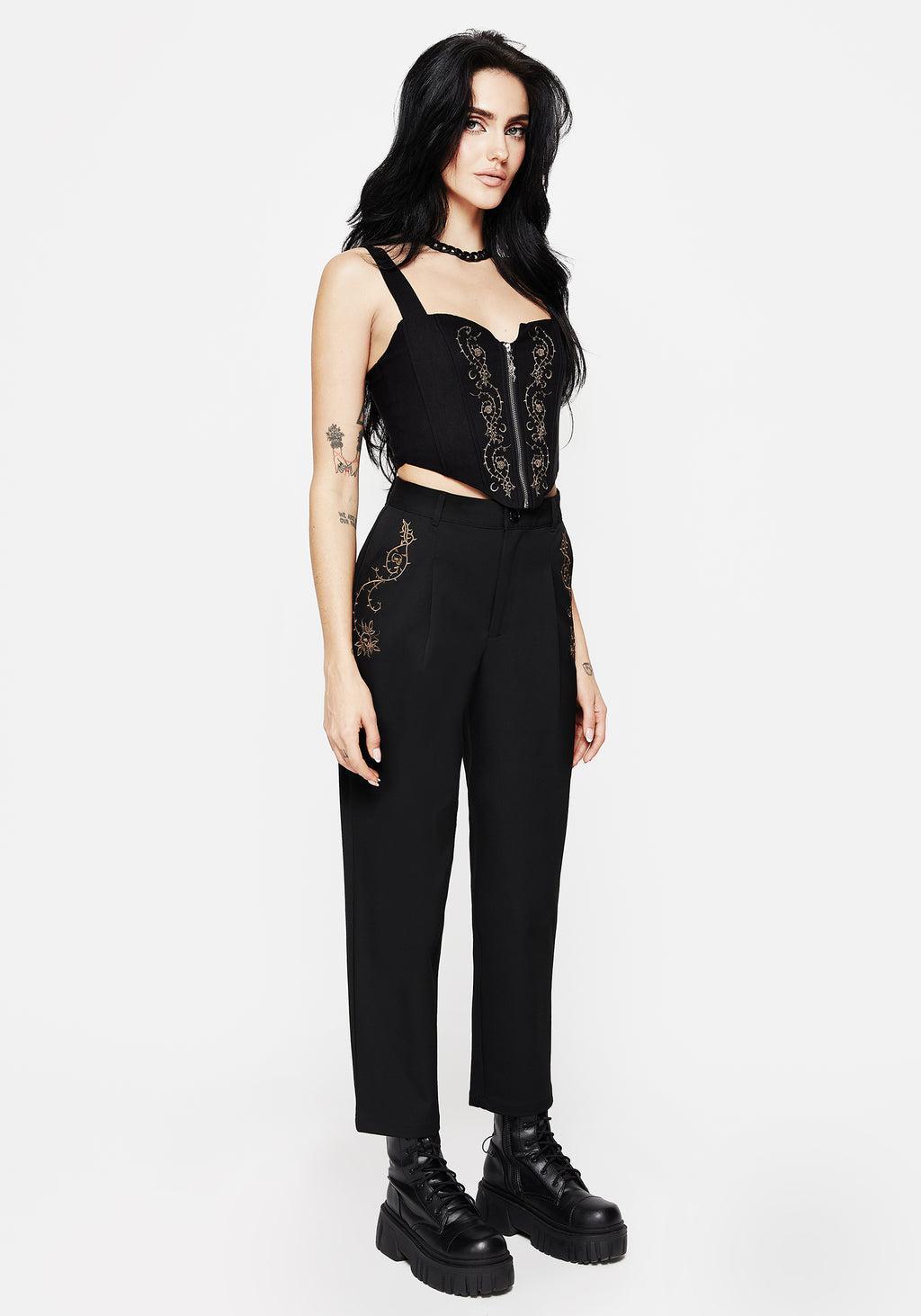 Vanitas Thorn Embroidered Tapered Trousers Product Image