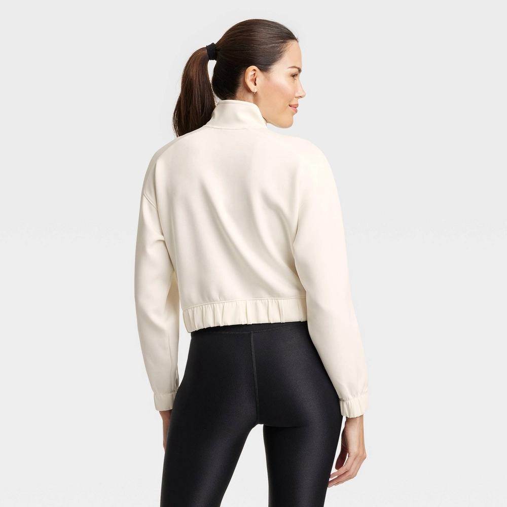 Women's Airy Sleek Full Zip Jacket - All In Motion™ Cream XL Product Image