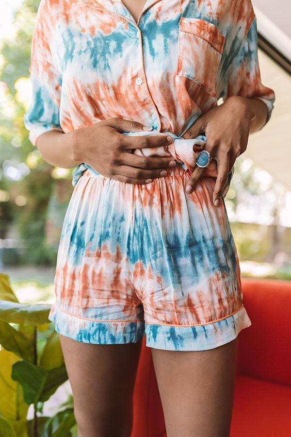 Morning Sunrise Tie Dye Shorts In Orange Product Image