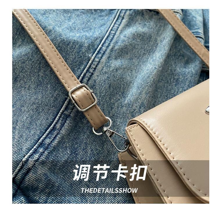 Bow Accent Faux Leather Flap Crossbody Bag Product Image